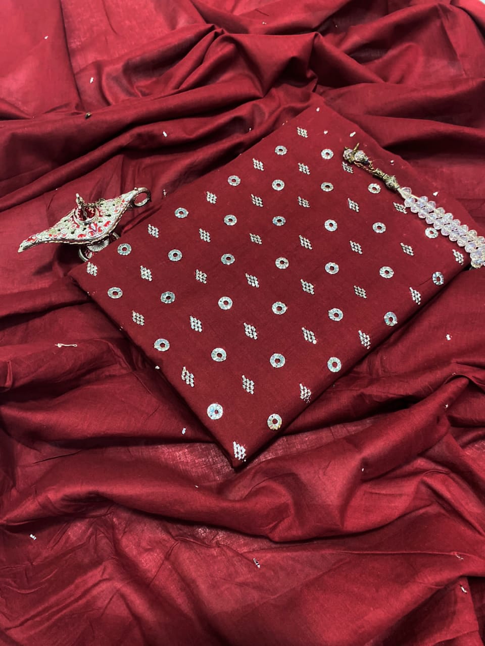 LabaseeHaya – Premium Lawn Kamdani Muqaish 3Pc Unstitched Suit (Handwork)