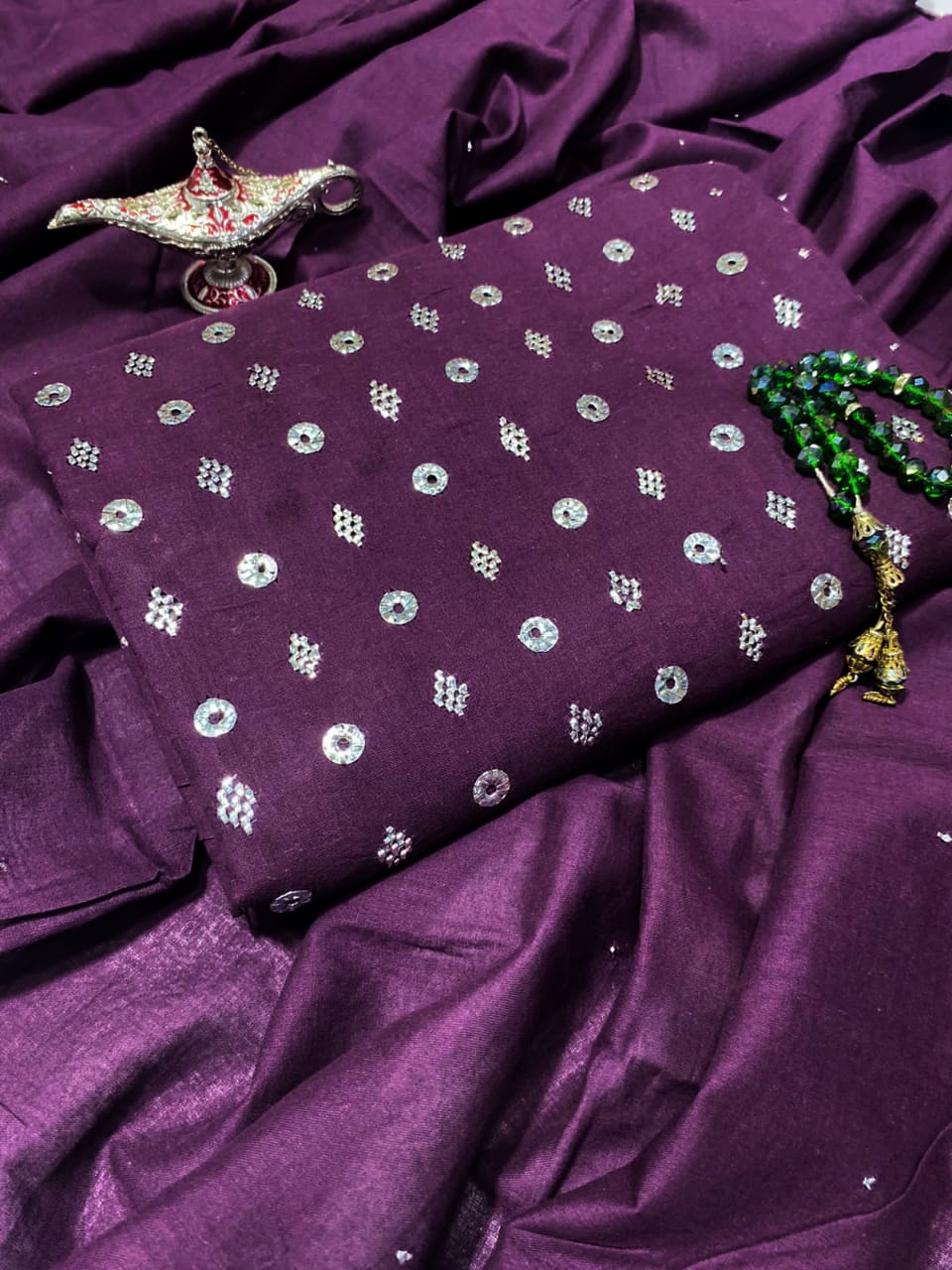 LabaseeHaya – Premium Lawn Kamdani Muqaish 3Pc Unstitched Suit (Handwork)