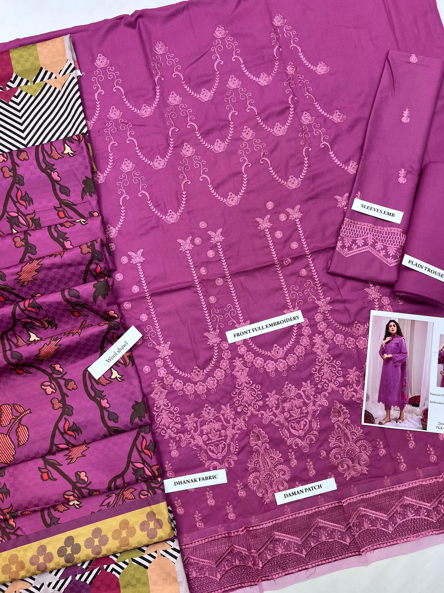❄️ Labasée Haya – Bareeze Premium Dhanak 3PC | Heavy Embroidered Shirt with Digital Wool Shawl ❄️