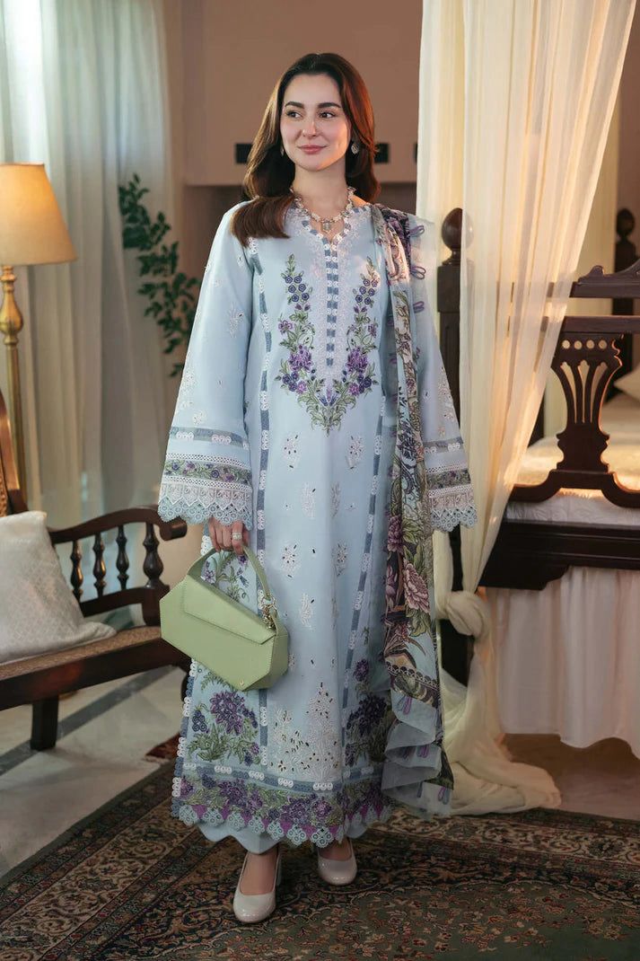 ✨ Labasée Haya – Qalamkar Premium Dhanak 3PC | Heavy Embroidery with Digital Wool Shawl ✨