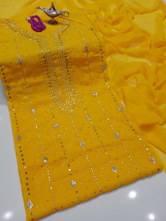 "Summer Lawn 3 Piece Suit – Embroidered with Chiffon Dupatta"(18 color)