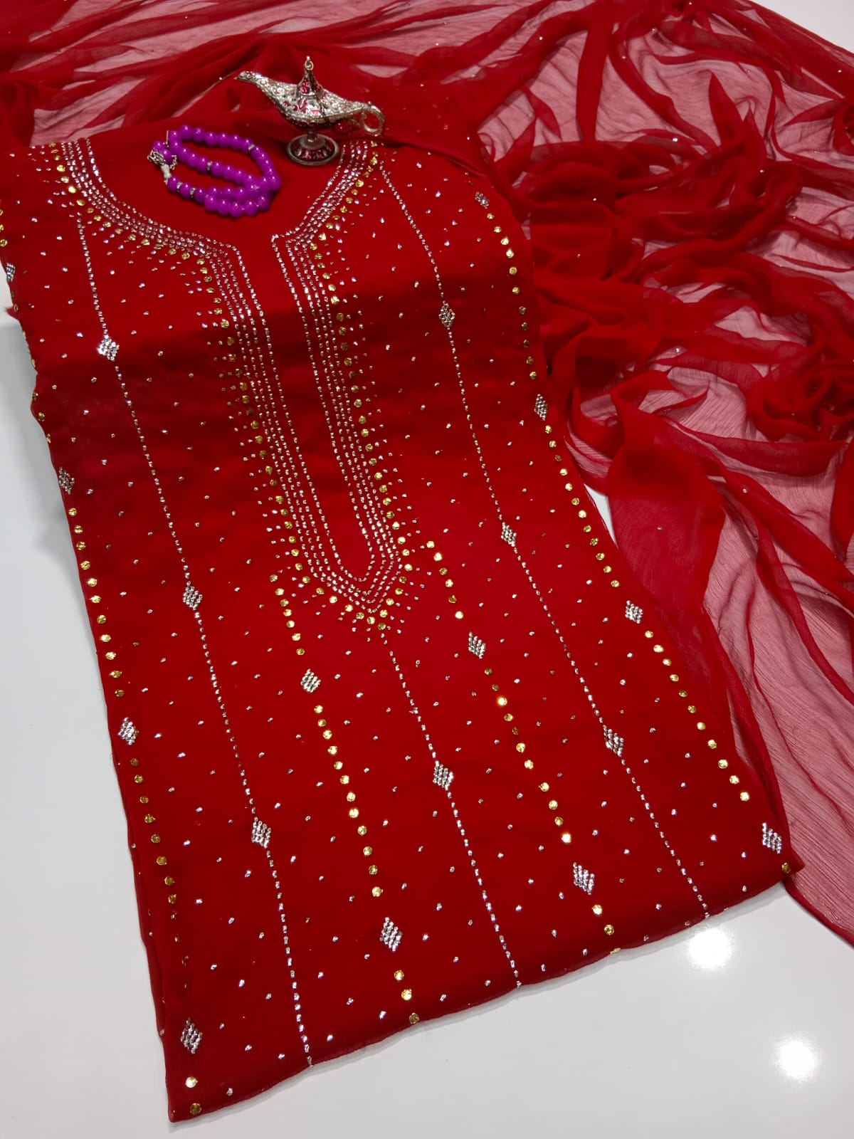 "Summer Lawn 3 Piece Suit – Embroidered with Chiffon Dupatta"(18 color)