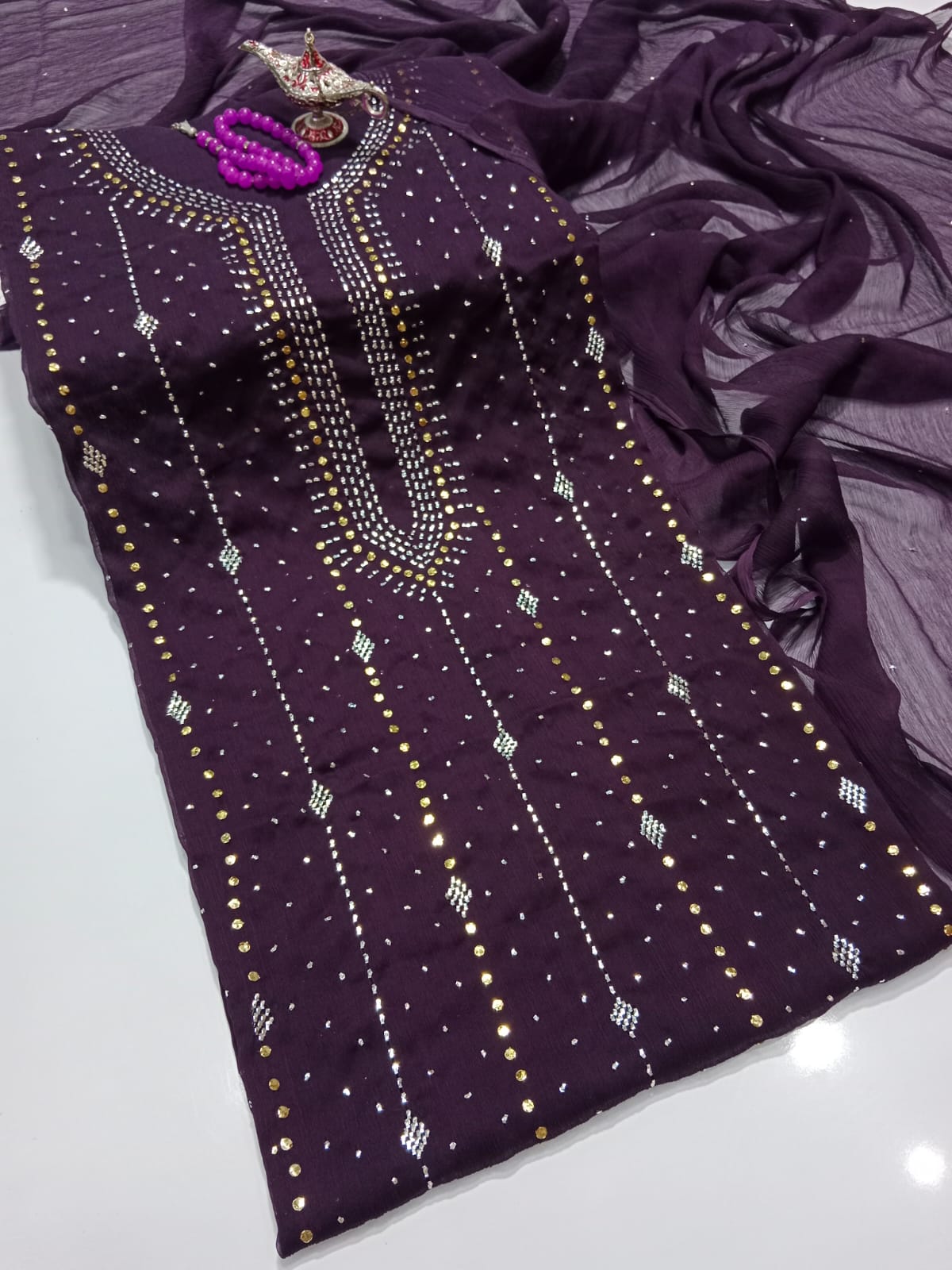 "Summer Lawn 3 Piece Suit – Embroidered with Chiffon Dupatta"(18 color)