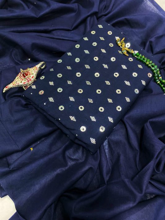 LabaseeHaya – Premium Lawn Kamdani Muqaish 3Pc Unstitched Suit (Handwork)