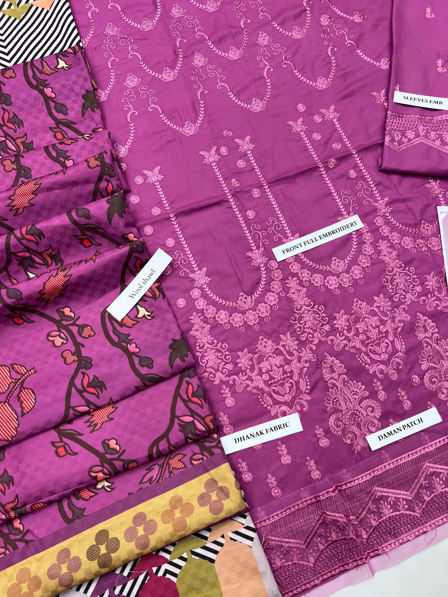 ❄️ Labasée Haya – Bareeze Premium Dhanak 3PC | Heavy Embroidered Shirt with Digital Wool Shawl ❄️