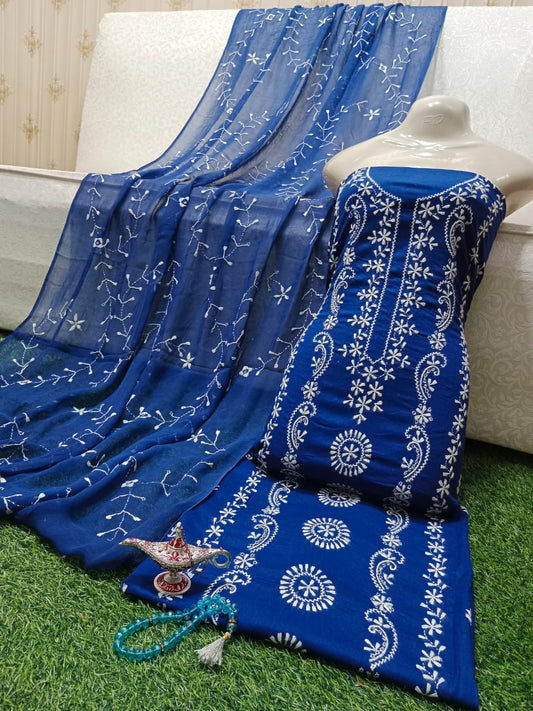 ✨ Labasé Haya – Chikankari Hand Work Collection | 3PC Lawn Suit with Full Jall Dupatta ✨