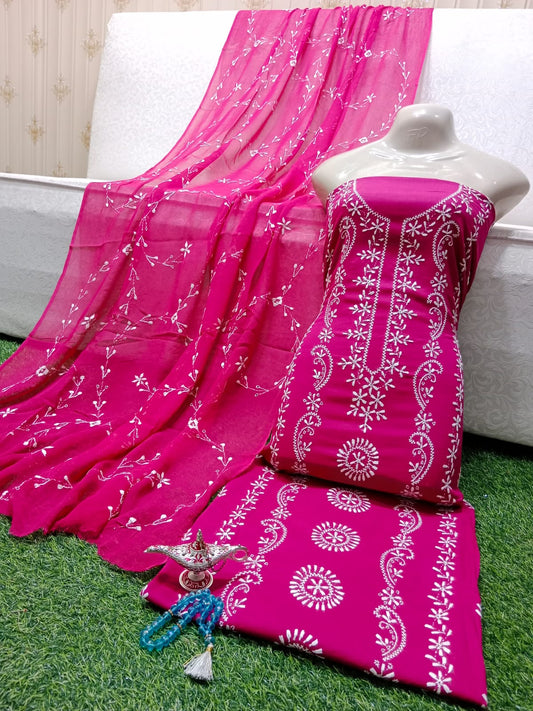 ✨ Labasé Haya – Chikankari Hand Work Collection | 3PC Lawn Suit with Full Jall Dupatta ✨