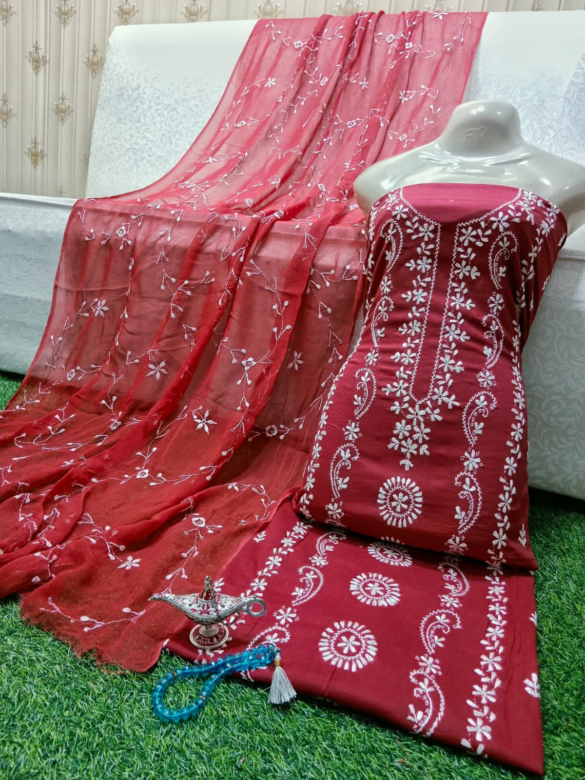 Summer Collection – Chikankari 3 Piece Lawn Suit with Full Jall Chiffon Dupatta | Hand Work(18 color)