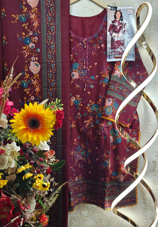 ❄ Labasée Haya – Winter Dhanak Stitched Collection | 3PC Embroidered Suit ❄