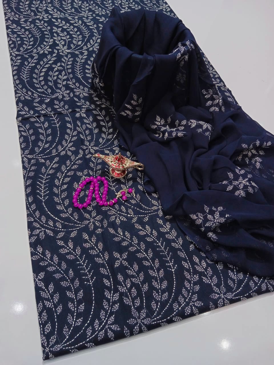Summer Collection – Lawn 3Pc Suit with Kacha Work & Chiffon Dupatta