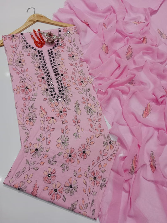✨ Labasé Haya – Summer Collection | 3PC Lawn Suit with Kacha Mirror Hand Work & Chiffon Dupatta ✨