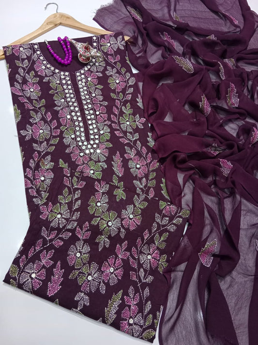✨ Labasé Haya – Summer Collection | 3PC Lawn Suit with Kacha Mirror Hand Work & Chiffon Dupatta ✨