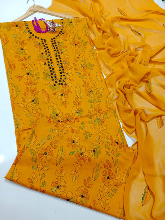 ✨ Labasé Haya – Summer Collection | 3PC Lawn Suit with Kacha Mirror Hand Work & Chiffon Dupatta ✨