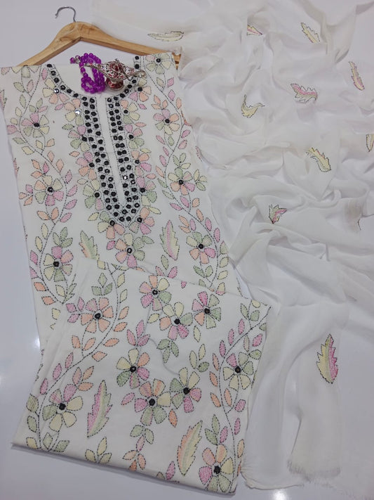 ✨ Labasé Haya – Summer Collection | 3PC Lawn Suit with Kacha Mirror Hand Work & Chiffon Dupatta ✨