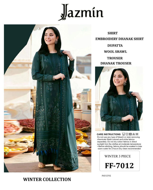 ❄️ Labasée Haya – Winter Collection 2025 | Jazmin 7012 Dhanak 3PC with ChikanKari & Sequence Embroidery ❄️