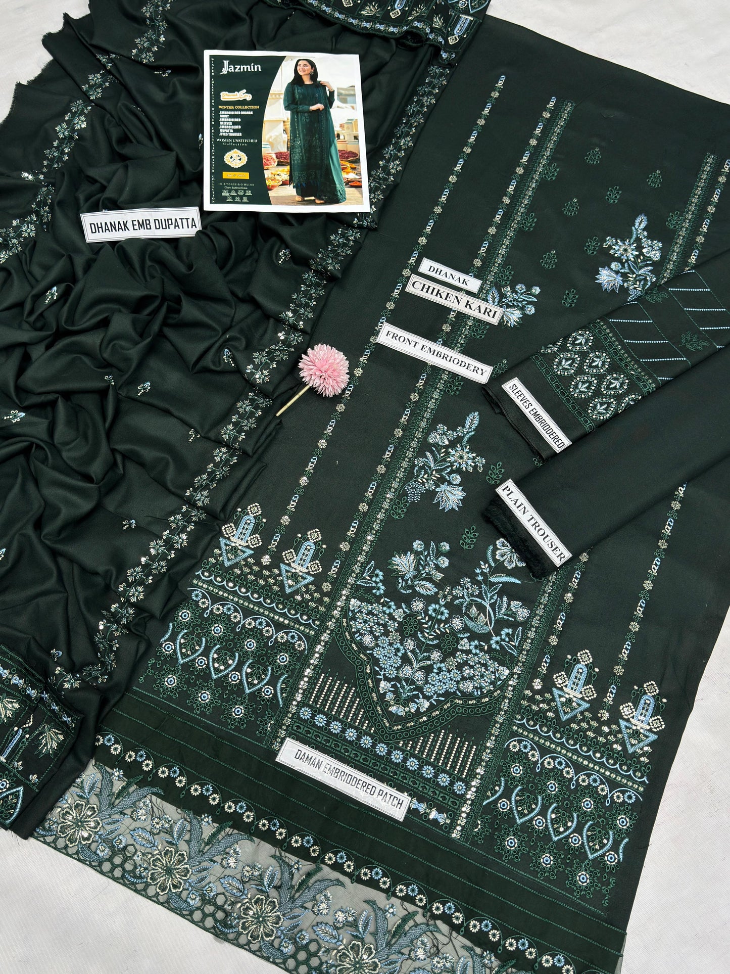 ❄️ Labasée Haya – Winter Collection 2025 | Jazmin 7012 Dhanak 3PC with ChikanKari & Sequence Embroidery ❄️