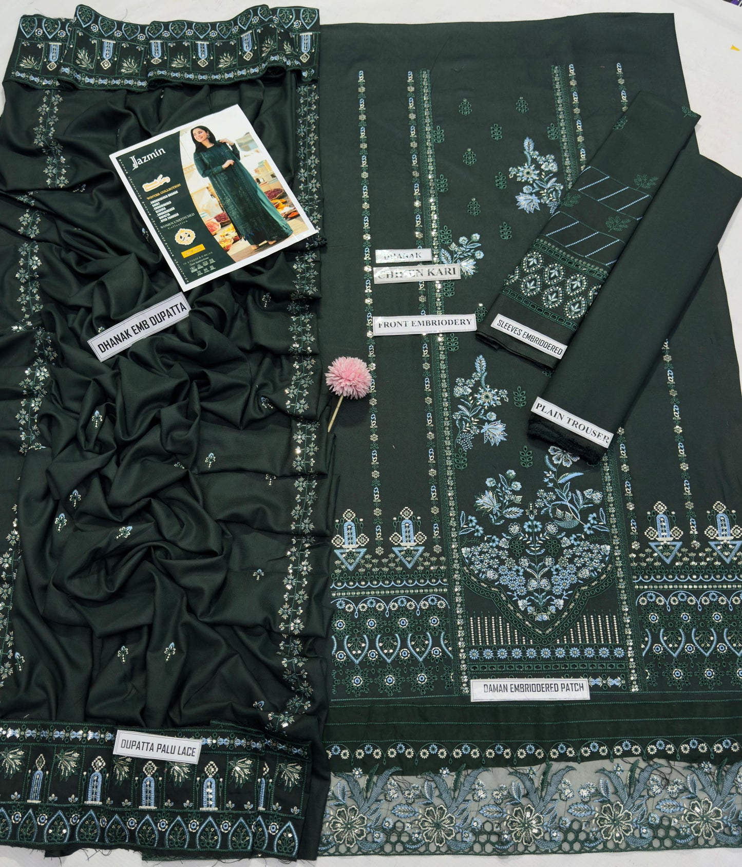 ❄️ Labasée Haya – Winter Collection 2025 | Jazmin 7012 Dhanak 3PC with ChikanKari & Sequence Embroidery ❄️