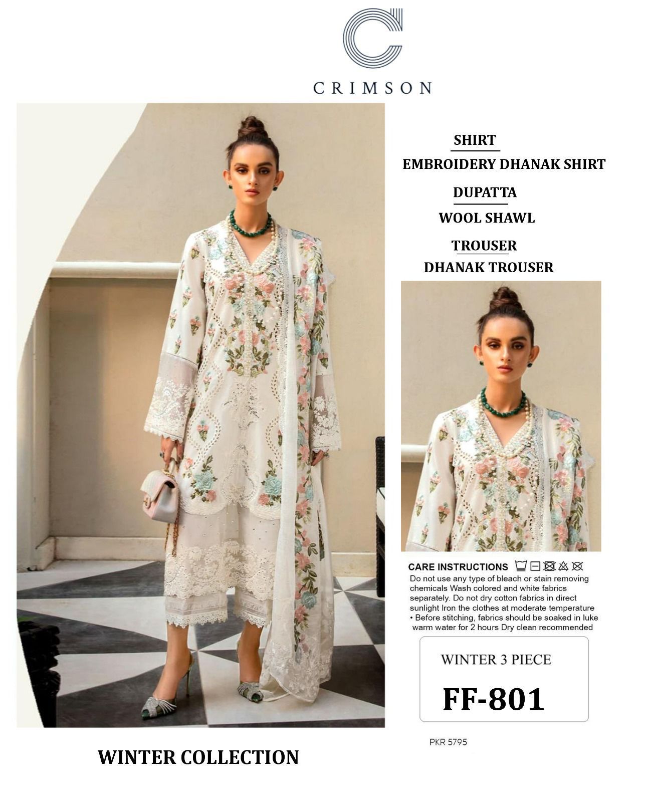 ❄️ Labasée Haya – Winter Collection 2025 | Crimson 801 Dhanak 3PC with Full Embroidery & ChikanKari Work ❄️