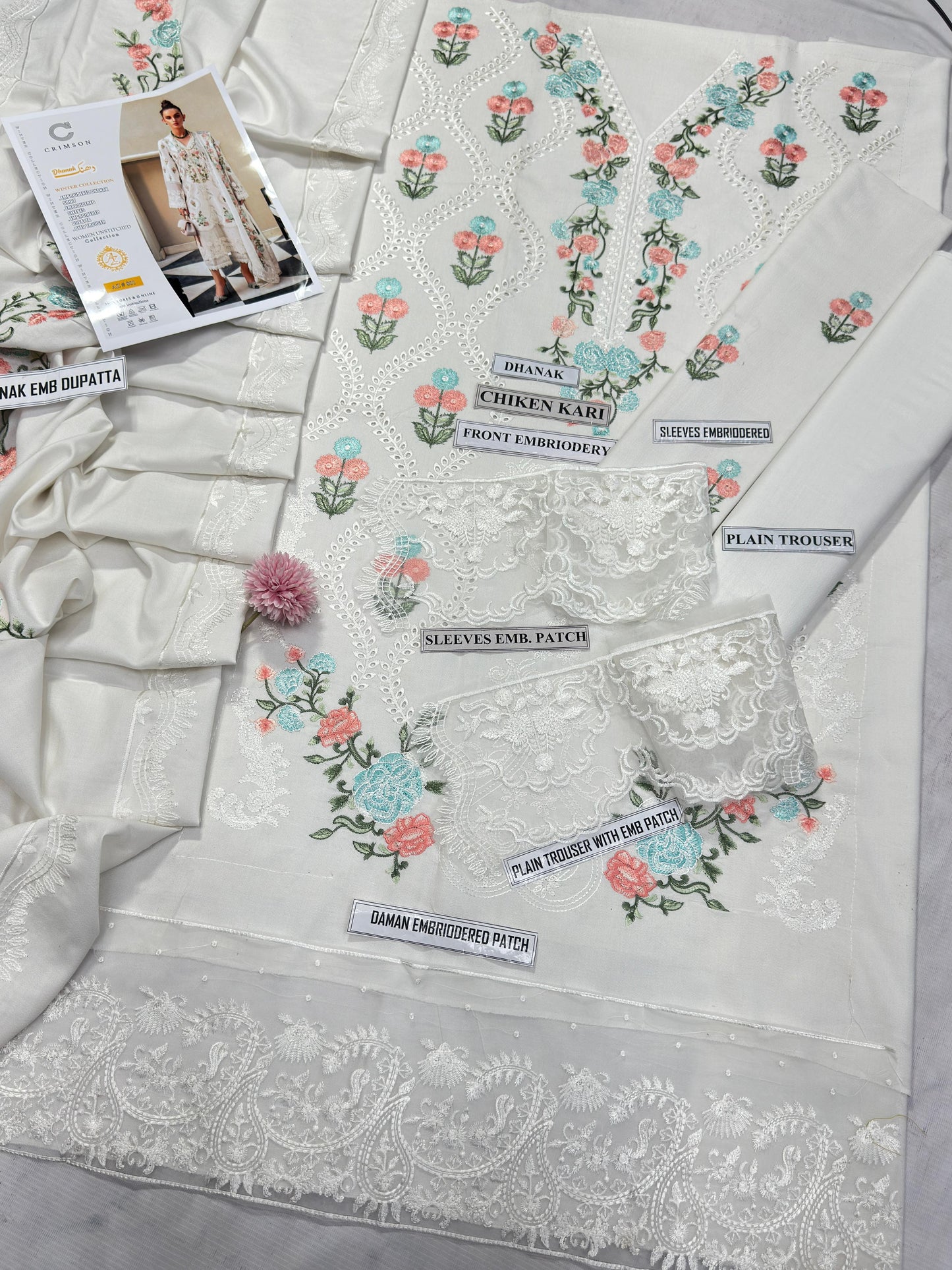 ❄️ Labasée Haya – Winter Collection 2025 | Crimson 801 Dhanak 3PC with Full Embroidery & ChikanKari Work ❄️