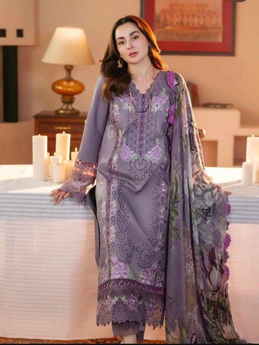 ✨ Labasée Haya – ZONIYA Premium Dhanak 3PC | Heavy Embroidery with Digital Wool Shawl ✨