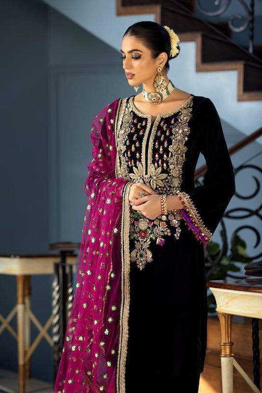 ✨ Velvet Hand Embellished Luxury Unstitched 3PC – Masoori Dupatta | Premium Collection