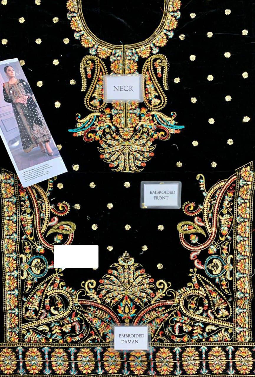 ✨ ASIM JOFA Velvet Embroidered Luxury Unstitched 3PC – Net Dupatta | Premium Collection