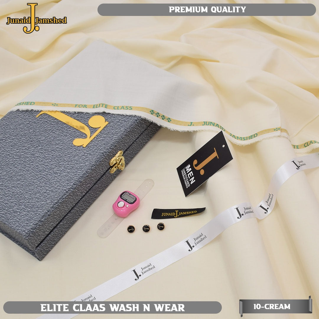 "J. Junaid Jamshed Elite Wash & Wear – Premium Unstitched 4 Meter Fabric with Gift Tasbeh"
