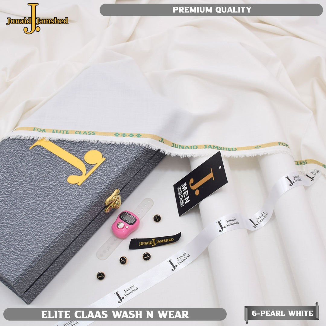 "J. Junaid Jamshed Elite Wash & Wear – Premium Unstitched 4 Meter Fabric with Gift Tasbeh"