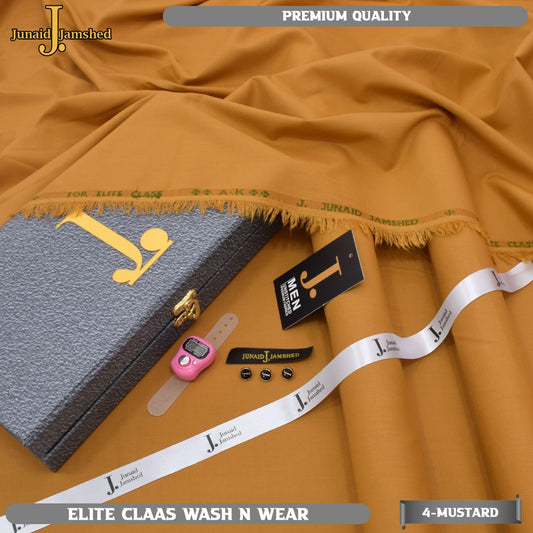 "J. Junaid Jamshed Elite Wash & Wear – Premium Unstitched 4 Meter Fabric with Gift Tasbeh"