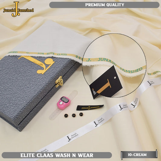 "J. Junaid Jamshed Elite Wash & Wear – Premium Unstitched 4 Meter Fabric with Gift Tasbeh"