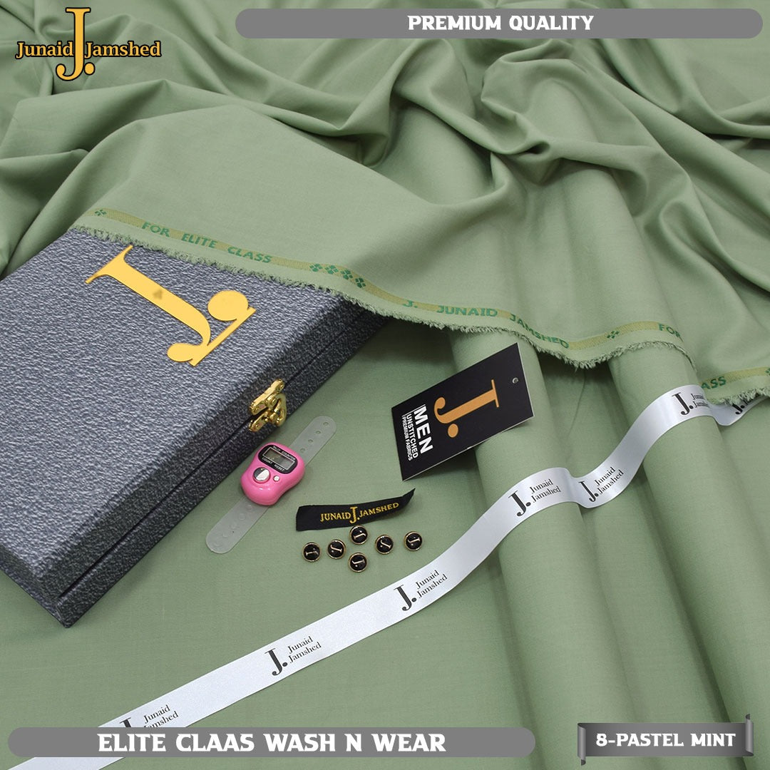 "J. Junaid Jamshed Elite Wash & Wear – Premium Unstitched 4 Meter Fabric with Gift Tasbeh"