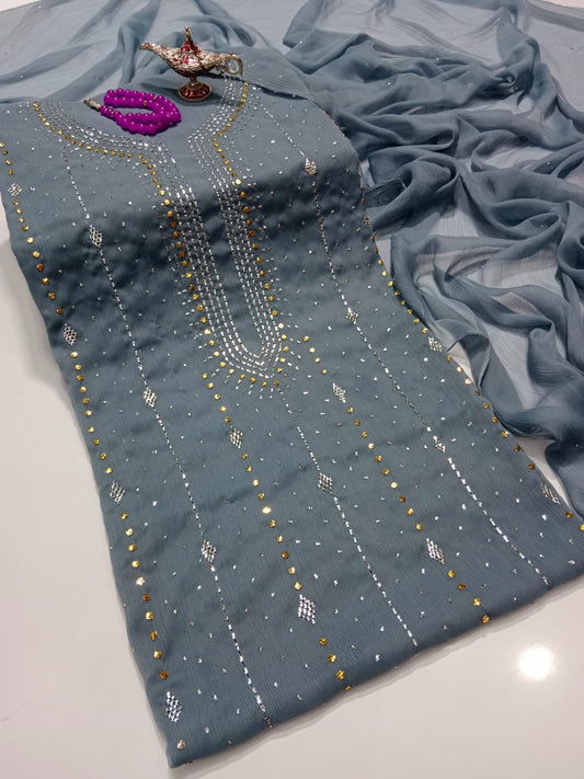 ✨ Labasé Haya – Hand Made Chiffon Muqaish Kamdani Collection | 2PC Suit Winter Collection✨