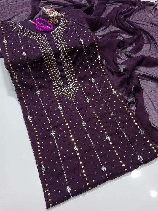✨ Labasé Haya – Hand Made Chiffon Muqaish Kamdani Collection | 2PC Suit Winter Collection✨