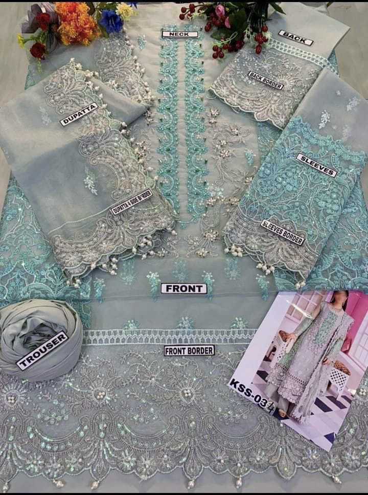 🌸 ELAF Organza Luxury 3PC | Handwork & Sequence Embroidered 🌸