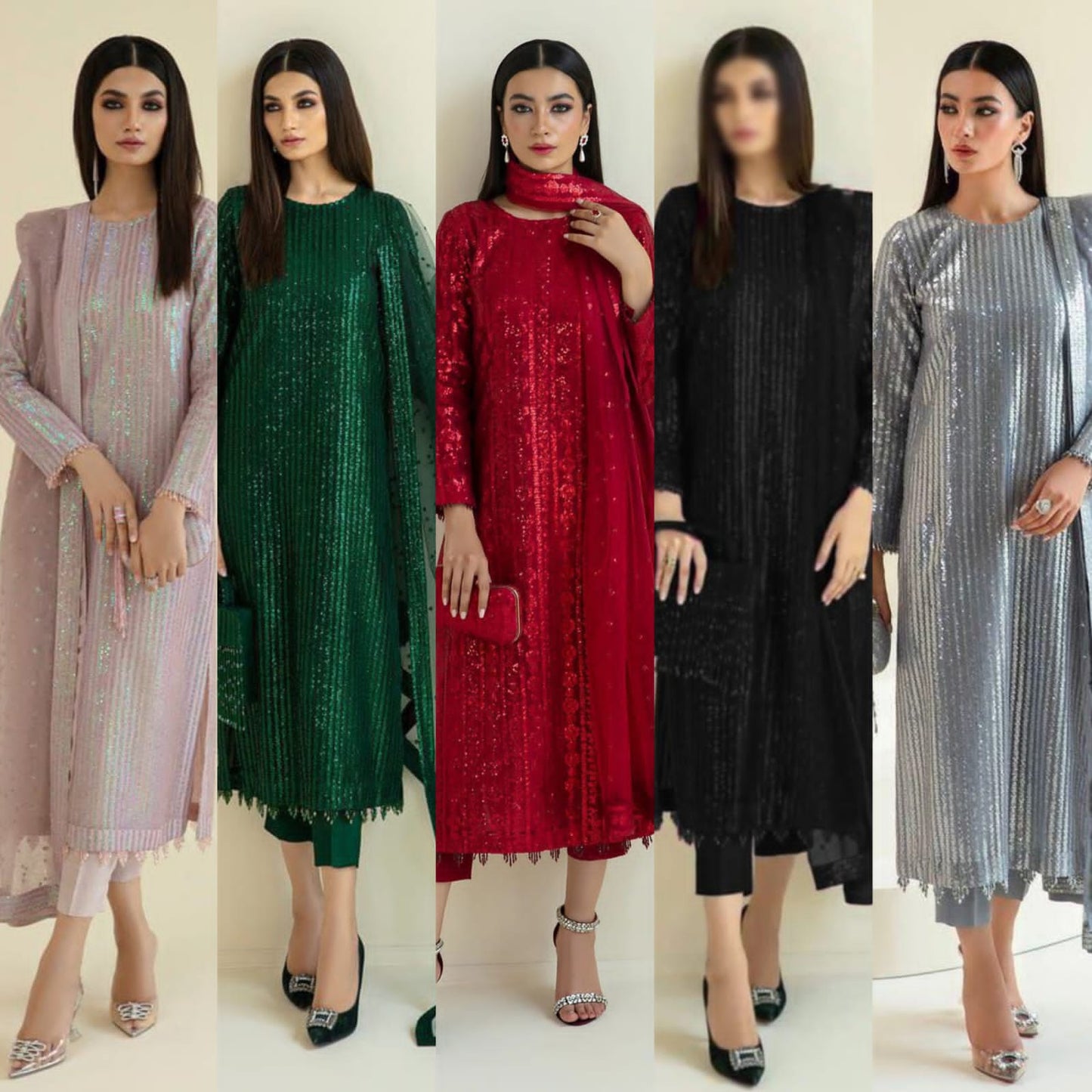 ✨ Baroque Chiffon Luxury Formal 3PC | Embroidered &amp; Sequence Work | Unstitched ✨