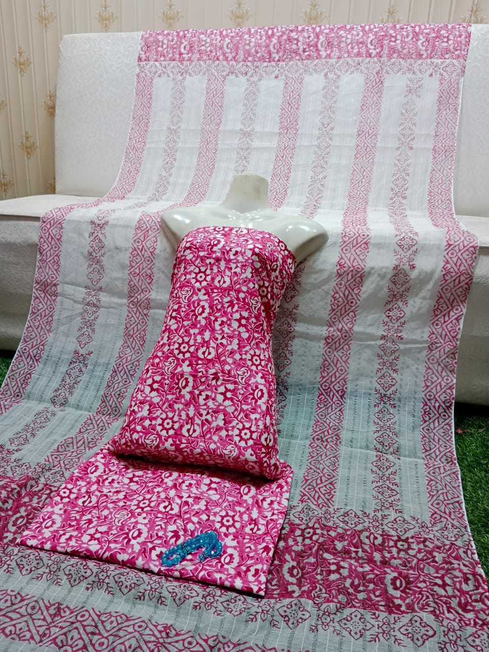 Summer Lawn Block Print 2PC Suit with Tarkashi Dupatta – Handmade Design(6 color)