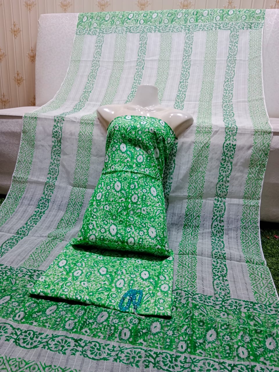 Summer Lawn Block Print 2PC Suit with Tarkashi Dupatta – Handmade Design(6 color)