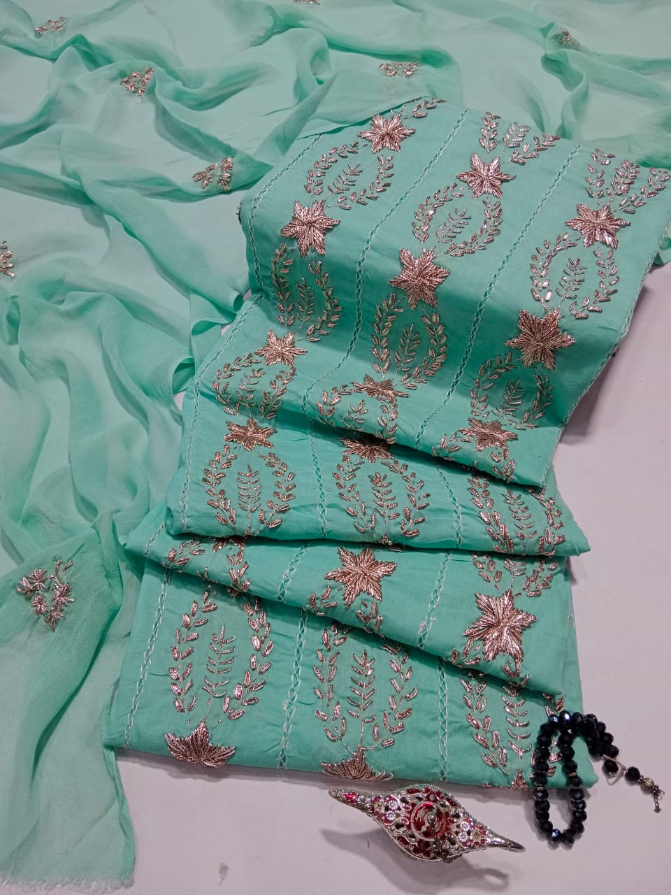 Summer Collection – Chikankari 3PC Lawn Suit with Chiffon Full Jall Dupatta (Hand Work)(18 color)