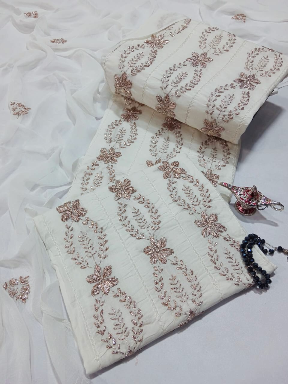 Summer Collection – Chikankari 3PC Lawn Suit with Chiffon Full Jall Dupatta (Hand Work)(18 color)