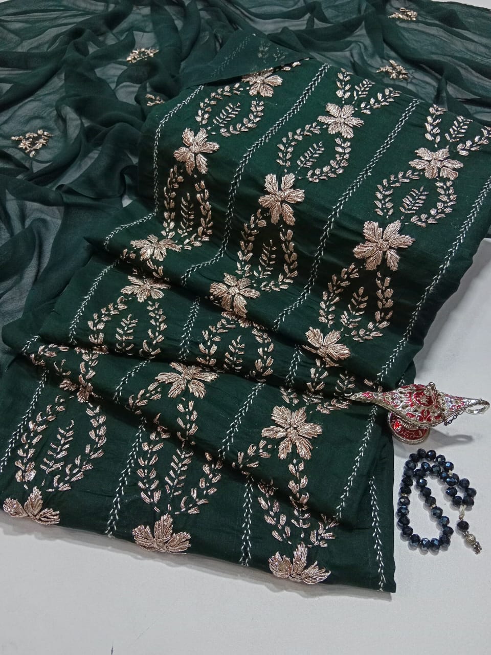 Summer Collection – Chikankari 3PC Lawn Suit with Chiffon Full Jall Dupatta (Hand Work)(18 color)