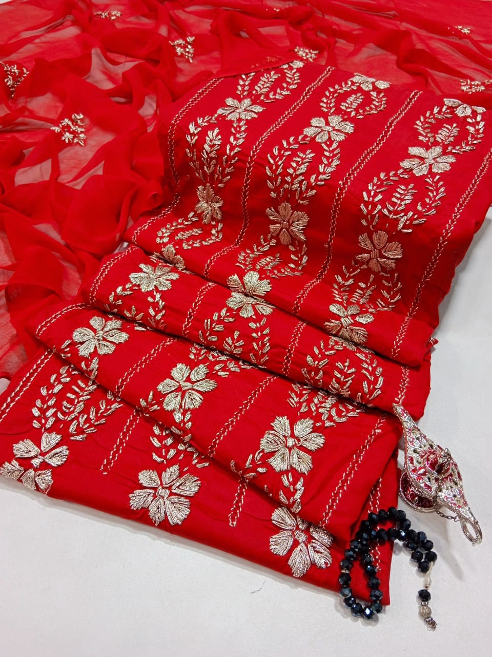 Summer Collection – Chikankari 3PC Lawn Suit with Chiffon Full Jall Dupatta (Hand Work)(18 color)
