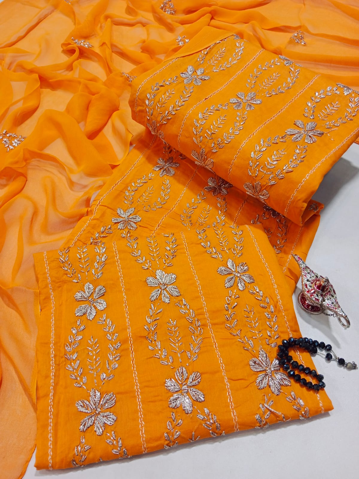 Summer Collection – Chikankari 3PC Lawn Suit with Chiffon Full Jall Dupatta (Hand Work)(18 color)
