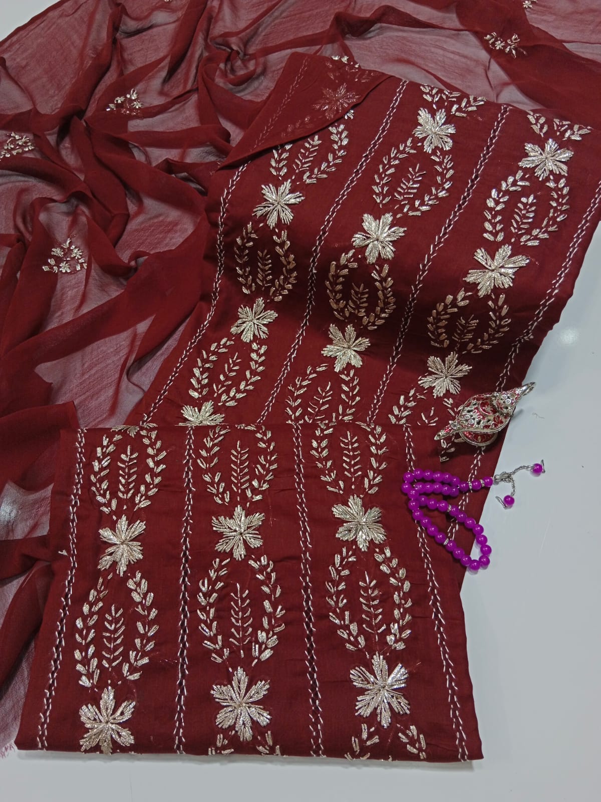 Summer Collection – Chikankari 3PC Lawn Suit with Chiffon Full Jall Dupatta (Hand Work)(18 color)