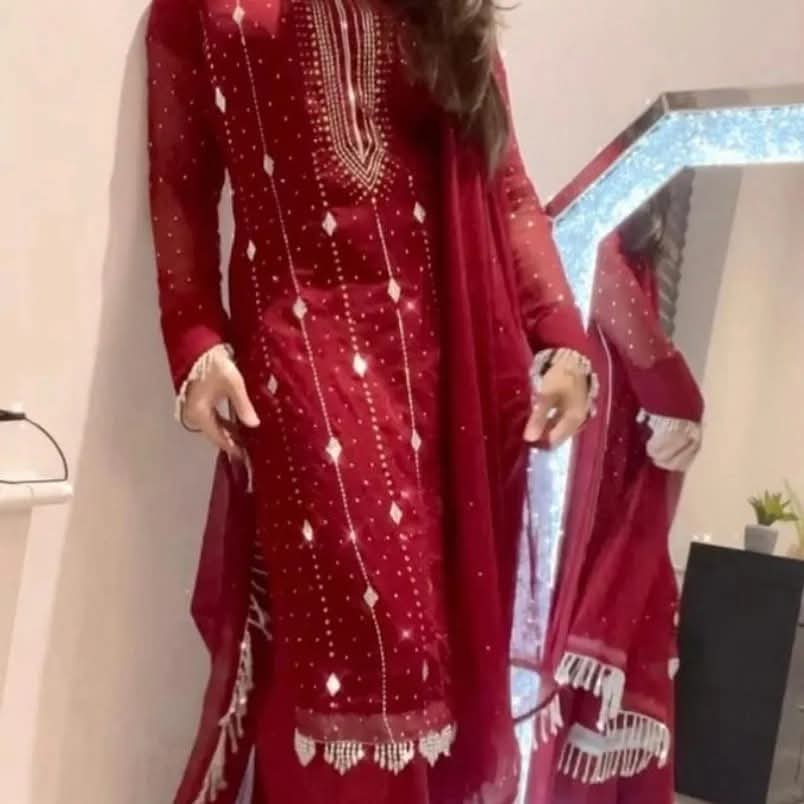"Summer Lawn 3 Piece Suit – Embroidered with Chiffon Dupatta"(18 color)