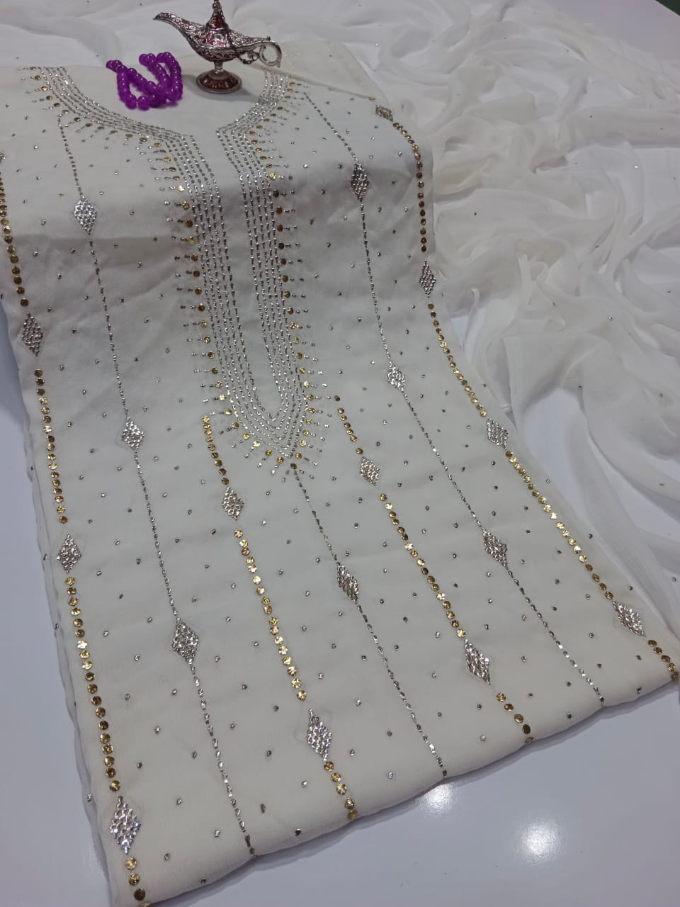 "Summer Lawn 3 Piece Suit – Embroidered with Chiffon Dupatta"(18 color)