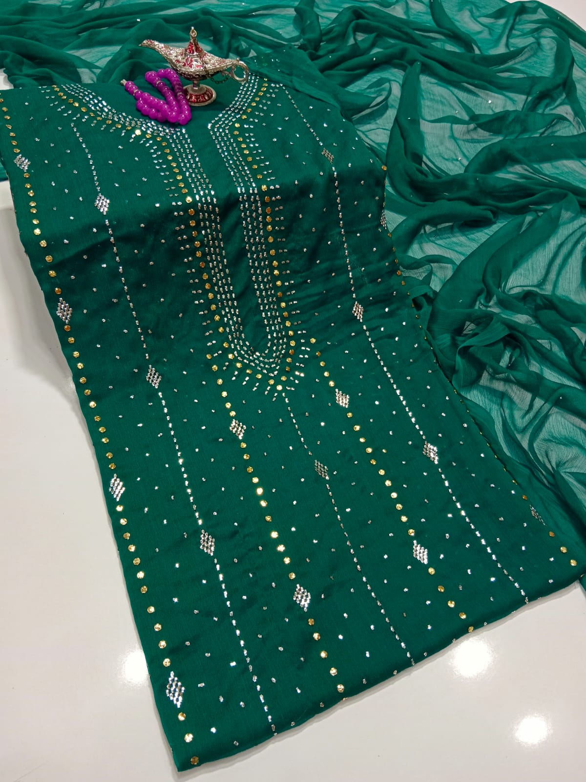 "Summer Lawn 3 Piece Suit – Embroidered with Chiffon Dupatta"(18 color)