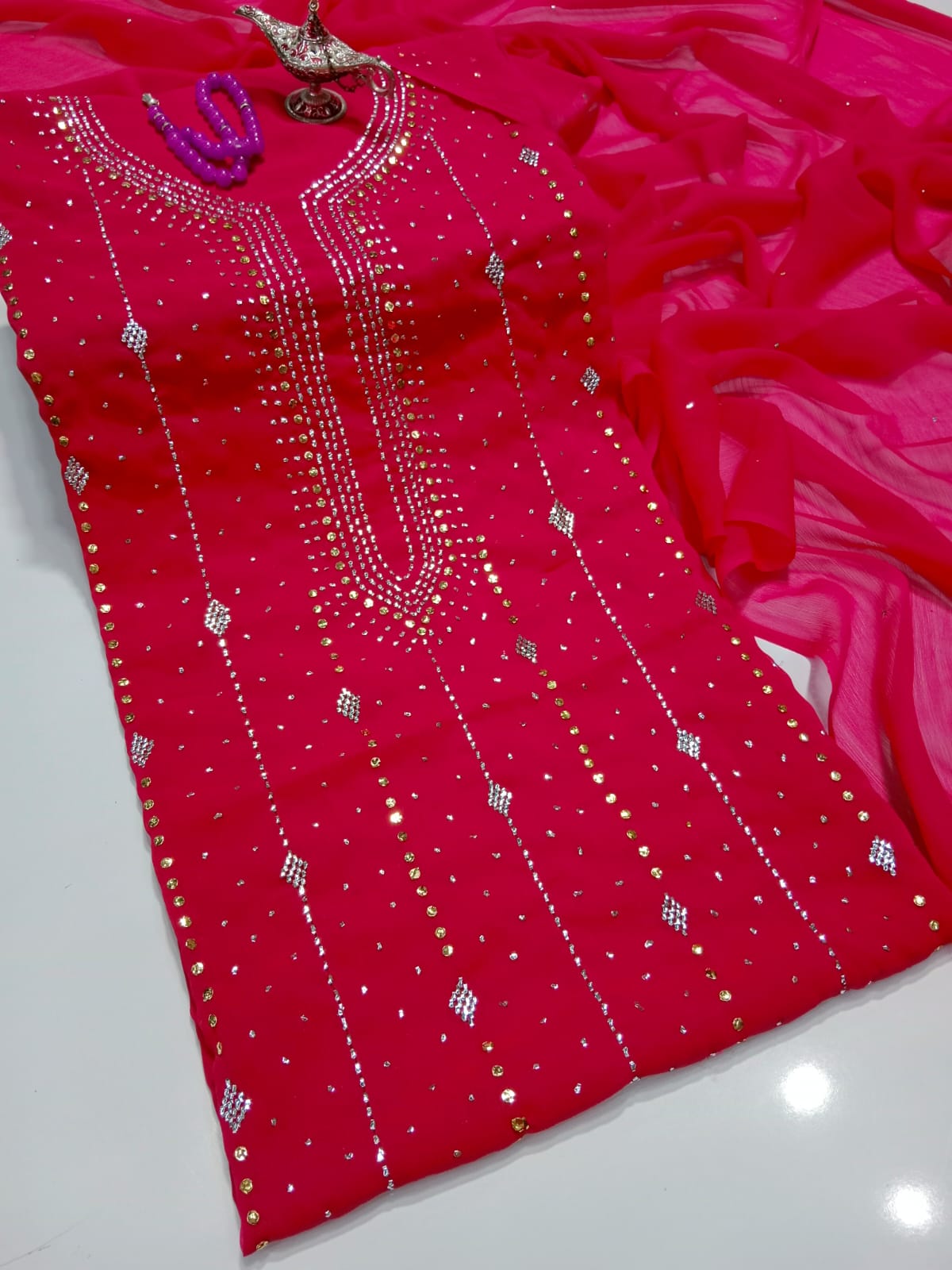 "Summer Lawn 3 Piece Suit – Embroidered with Chiffon Dupatta"(18 color)
